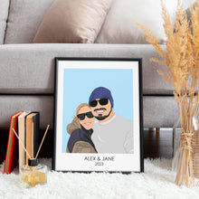 Load image into Gallery viewer, Custom Names &amp; Dates Couples Portrait

