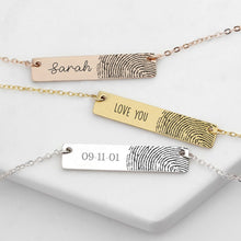 Load image into Gallery viewer, Horizontal Fingerprint Bar Necklace
