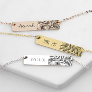 Horizontal Fingerprint Bar Necklace