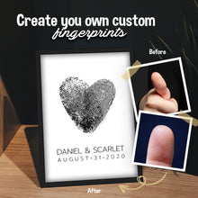 Load image into Gallery viewer, Custom Drawn Couples Fingerprint Portraits
