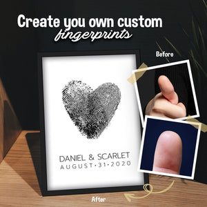 Custom Drawn Couples Fingerprint Portraits