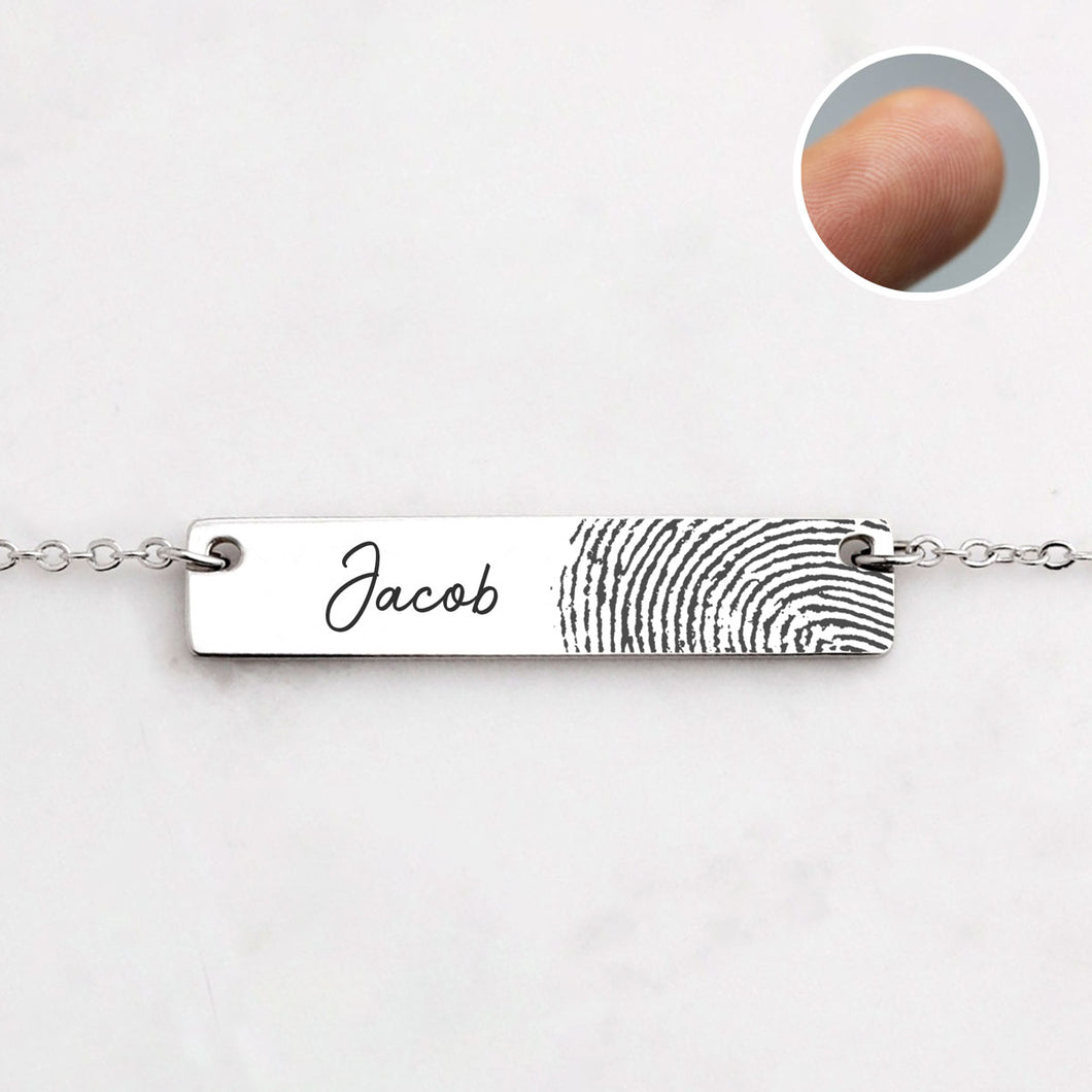 Horizontal Fingerprint Bar Necklace