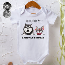 Load image into Gallery viewer, Custom Protected By Pets Baby Bodysuit
