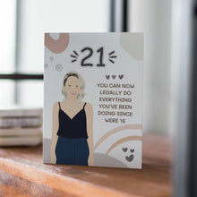 Load image into Gallery viewer, 21st Birthday Card Sticker designs customize for a personal touch
