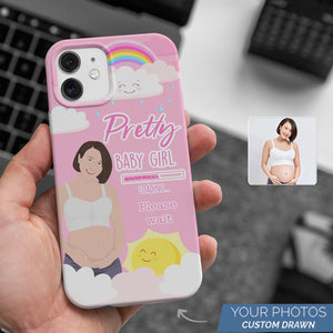 Personalized Custom Drawn Baby Girl Loading Phone Cases with Photos
