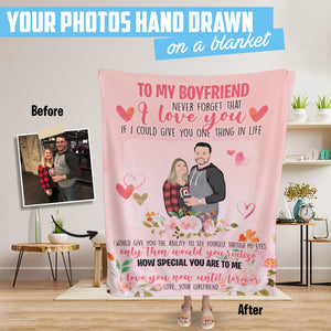 Custom hand drawn blanket for boyfriend