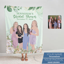 Load image into Gallery viewer, Bridal Shower custom throw blanket personalized
