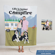 Load image into Gallery viewer, Campfire throw blanket personalized
