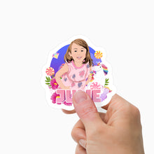 Load image into Gallery viewer, Childs Name Unicorn Stickers Personalized
