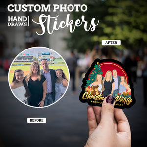 Create your own Custom Stickers Family Christmas Party with High Quality