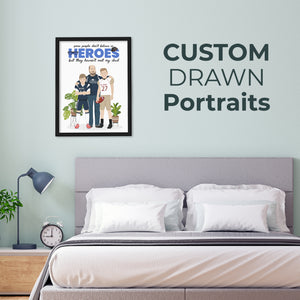 Custom Drawings From Photos of Dad Hero Frames