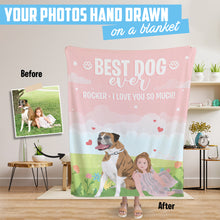 Load image into Gallery viewer, Custom drawn fleece blanket personalized Best Dog Ever

