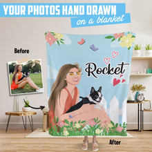 Load image into Gallery viewer, Custom hand drawn throw blanket personalized My Dog Best Friend
