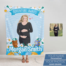 Load image into Gallery viewer, Custom throw blanket personalized Adventure Awaits Baby
