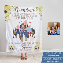 Load image into Gallery viewer, Customized throw blanket gift to grandma from grandkids
