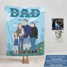 Load image into Gallery viewer, Dad we love you custom hand drawn throw blanket

