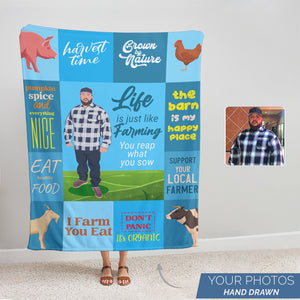 Farmer throw blanket personalized