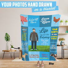 Load image into Gallery viewer, Custom hand drawn Farmer throw blanket personalized
