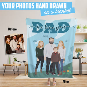 Father’s day gift custom hand drawn throw blanket