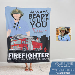 Firefighter rescue and protection throw blanket personalized