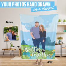 Load image into Gallery viewer, Custom fleece blanket gif for your girlfriend better together
