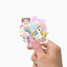 Load image into Gallery viewer, Girls Unicorn Name Stickers Personalized
