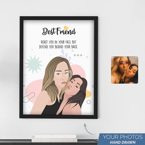 Hand Drawn Portraits from Personalized Photos Frames of Defend Your Best Friend