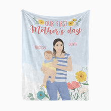 Load image into Gallery viewer, Hand drawn photo blanket personalized for your first mother’s day
