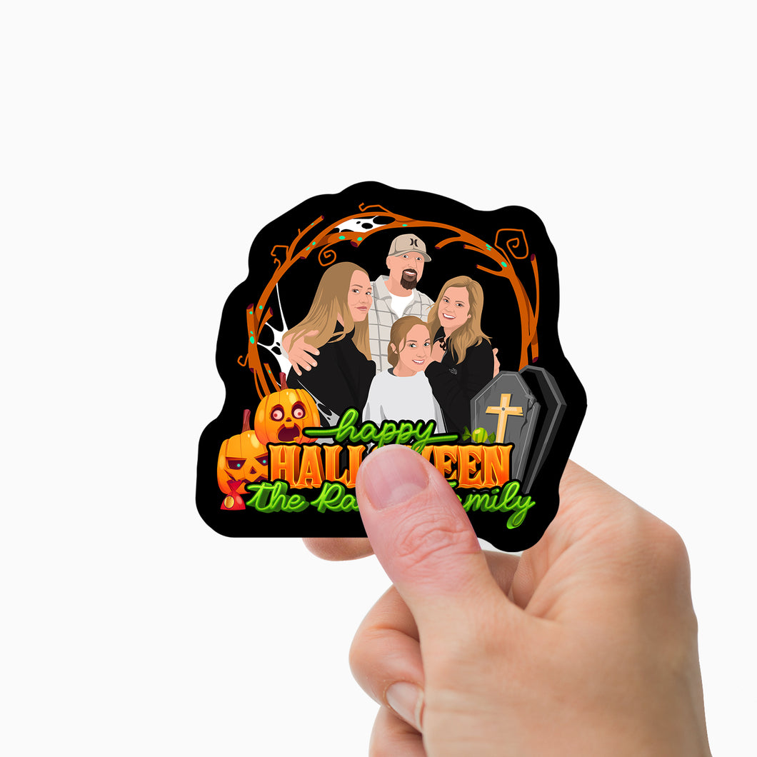 Happy Halloween Family Stickers Personalized