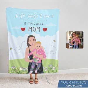 Life comes with a mom fleece blanket personalized