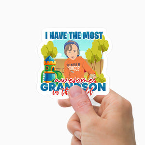 Most Awesome Grandson Sticker Personalized