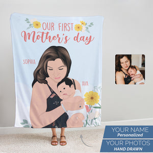 First mother’s day personalized throw blanket