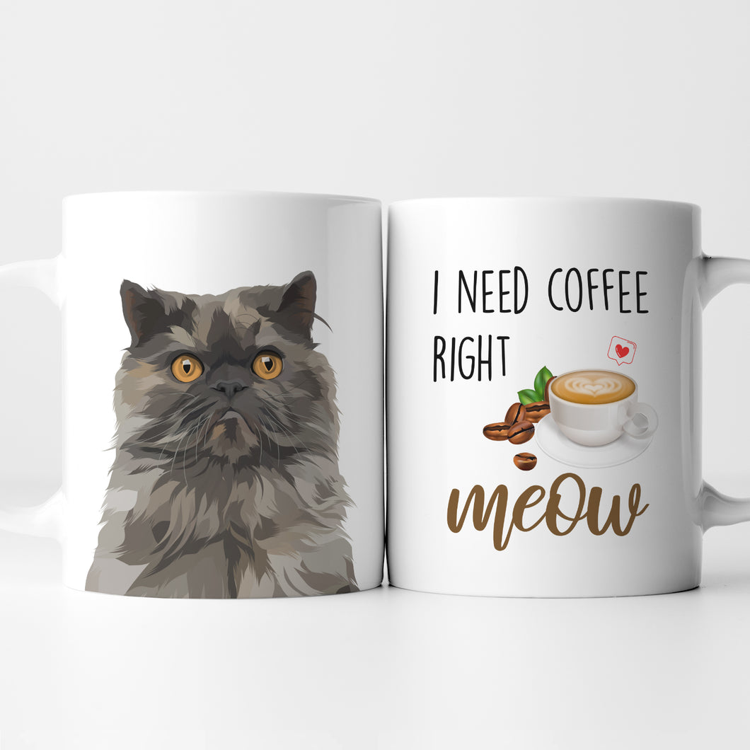 I Need Coffee Right Meow Cute Cat Mug