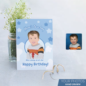 Personalized Stickers for Birthday Boy Card