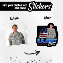 Load image into Gallery viewer, Personalized Stickers for Proud aunt of a us army soldier stickers
