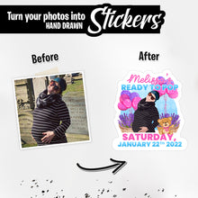 Load image into Gallery viewer, Personalized Stickers for Ready to Pop Baby Shower Invitation

