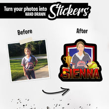 Load image into Gallery viewer, Personalized Stickers for Softball player name
