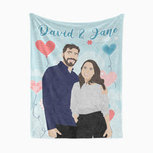 Load image into Gallery viewer, Personalized couples and name fleece blanket
