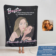 Load image into Gallery viewer, Personalized custom BFF photos and names fleece blanket

