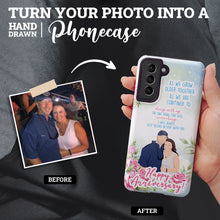 Load image into Gallery viewer, Personalized custom hand drawn phone case for your Happy Anniversary
