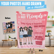 Load image into Gallery viewer, Personalized custom hand drawn throw blanket for best friend
