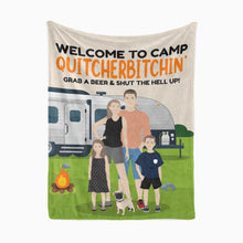 Load image into Gallery viewer, Personalized family camping throw blanket
