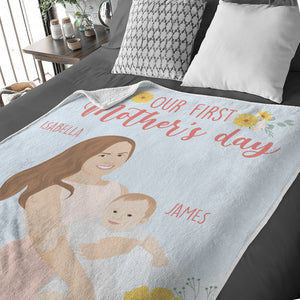 Personalized first mother’s day fleece blanket