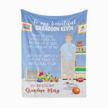 Load image into Gallery viewer, Personalized grandson throw blanket from grandma
