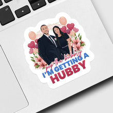 Load image into Gallery viewer, Pop the Bubbly I&#39;m Getting a Hubby Sticker designs customize for a personal touch
