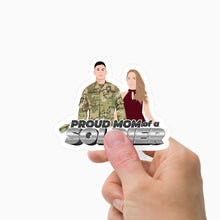 Load image into Gallery viewer, Proud Mom of A Soldier Stickers Personalized
