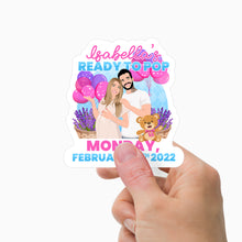 Load image into Gallery viewer, Ready to Pop Baby Shower Invitation Sticker Personalized

