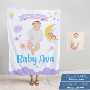 Sweet Dreams Baby fleece blanket personalized