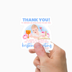 Thank You Christening Name Stickers Personalized