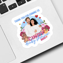 Load image into Gallery viewer, Thank You for Coming Baby Shower Name Sticker designs customize for a personal touch
